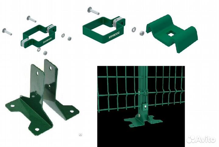 Крепеж для сетки и столбов 3Д забора. Крепеж на 3Д