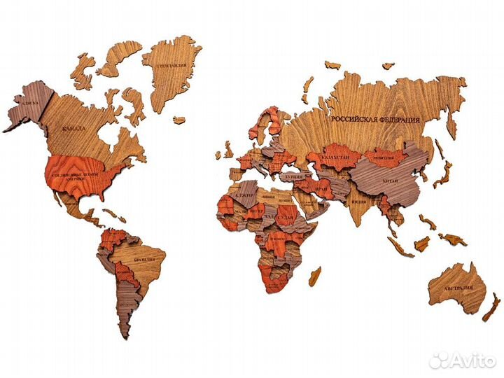 Карта мира из дерева Новороссийск