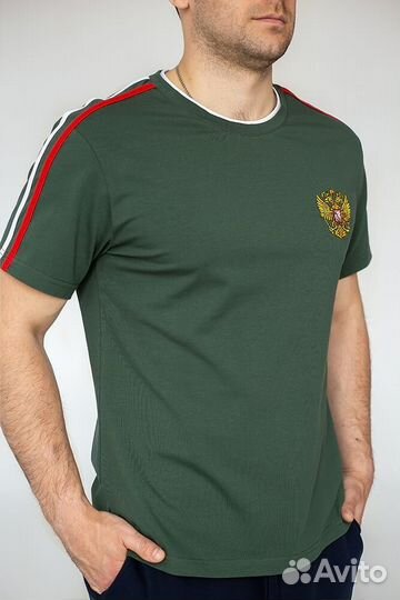 Футболка гербом России, цвет Хаки