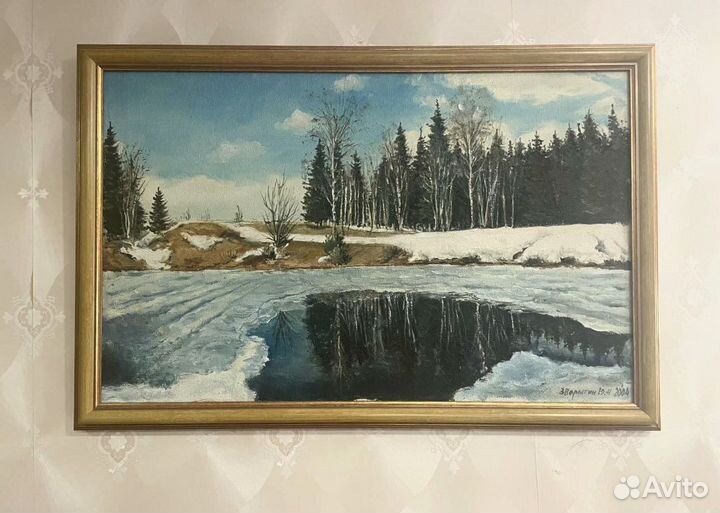 Картина маслом на холсте в рамке пейзаж