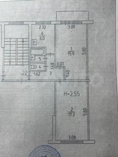 Комната 15,9 м² в 2-к., 3/5 эт.