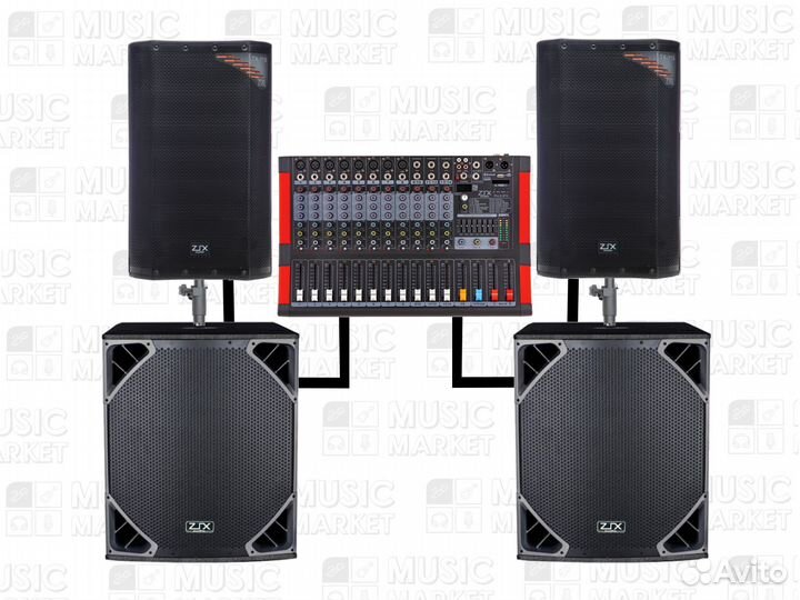 Комплект акустики, мощность — 3400/6800 Вт