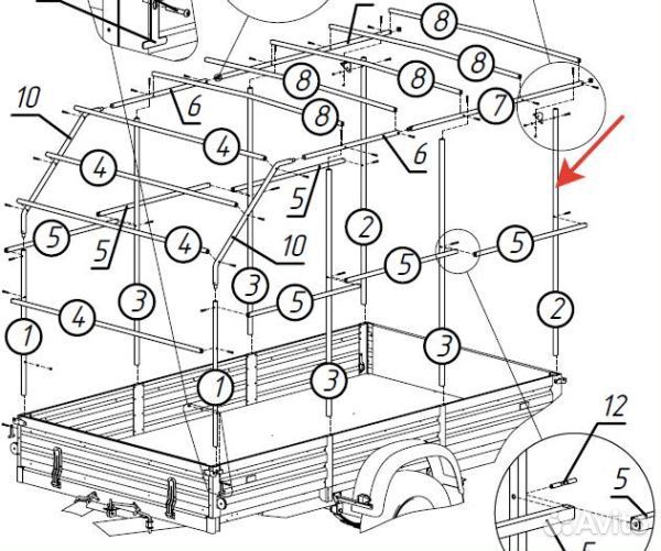 Задняя стойка каркаса тента 351515 (351515 С) для