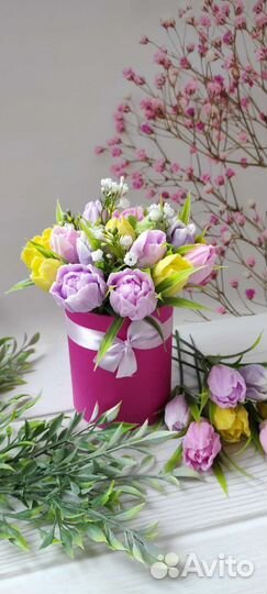 Цветочные композиции из мыла ручной работы