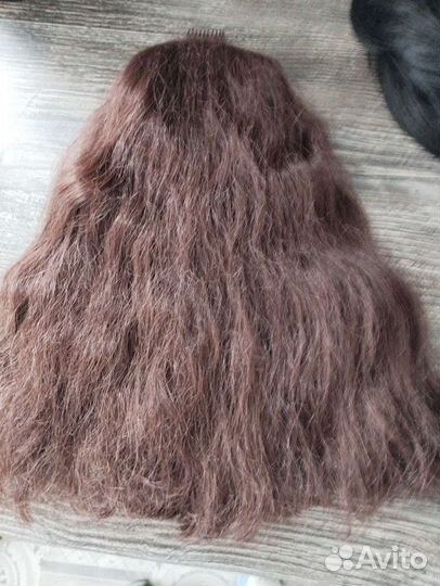 Хвост шиньон на крабе и резинках,челка,защип