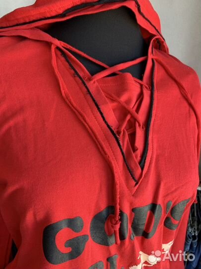 Свитшот с капюшоном красный 48-50