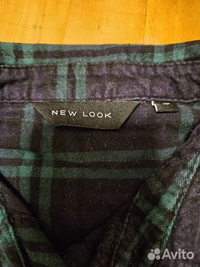 Рубашка new look в зеленую клетку фланелевая