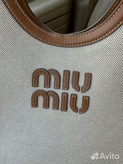 Сумка льняная шопер Miu Miu