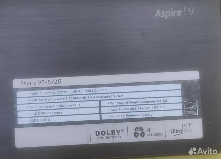 Ноутбук acer aspire v5-572g