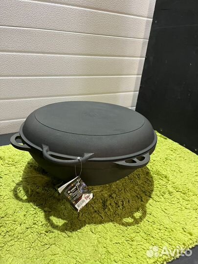 Чугунный казан 12 л. с крышкой сковородой. Ситон