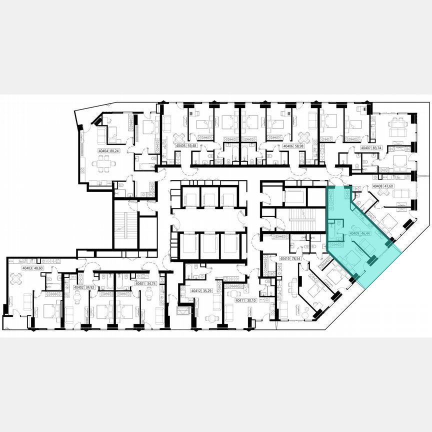 1-к. квартира, 46,8 м², 4/46 эт.