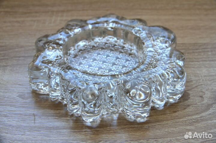 Пепельница хрустальная тяжелая. СССР новая