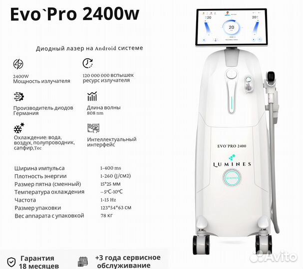 Аппарат для эпиляции Лю’минес Evo Pro 2400вт