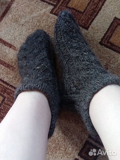 Короткие носки из козьего пуха + овечья шерсть