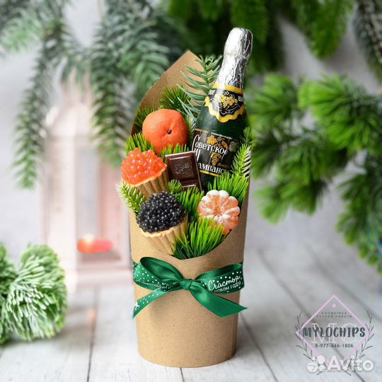 Подарок на новый год с шампанским. Мыло ручной