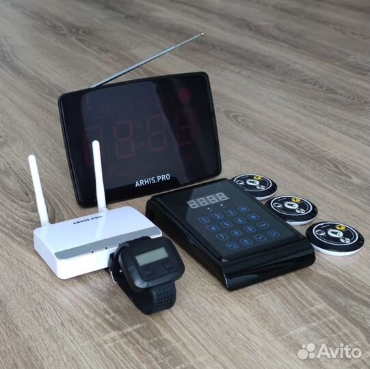 Кнопка вызова официанта комплект с часами и табло