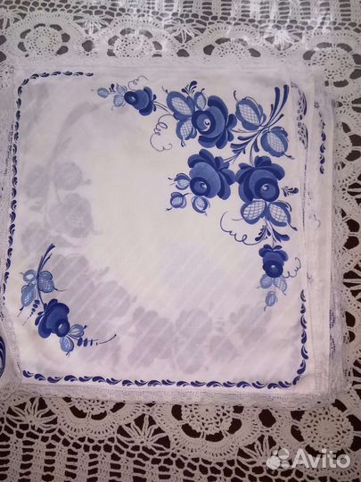 Салфетка сервировочная Гжель, скатерть лен