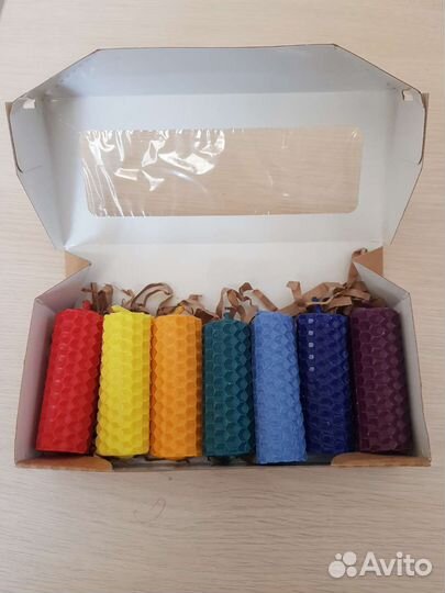 Чакровые свечи из натуральной вощины (набор 7 шт)