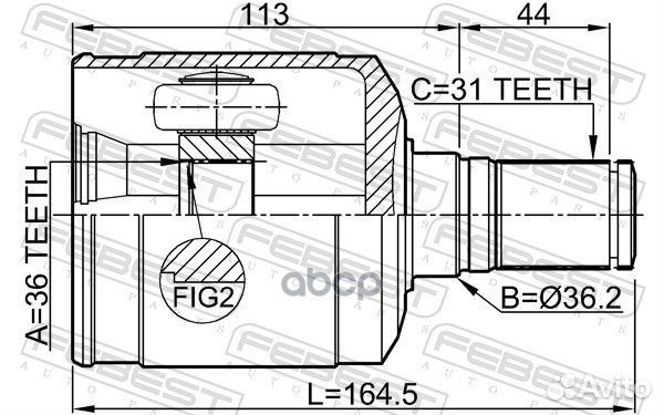 ШРУС внутренний левый 36X36.2X31 mazda CX-7 07