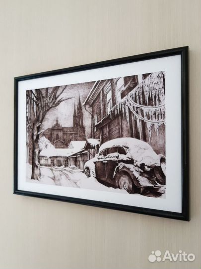 Картина тушью, принт