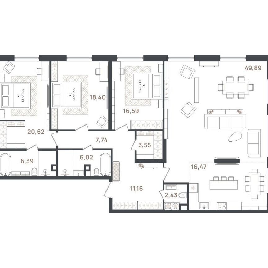 4-к. квартира, 159,3 м², 2/3 эт.