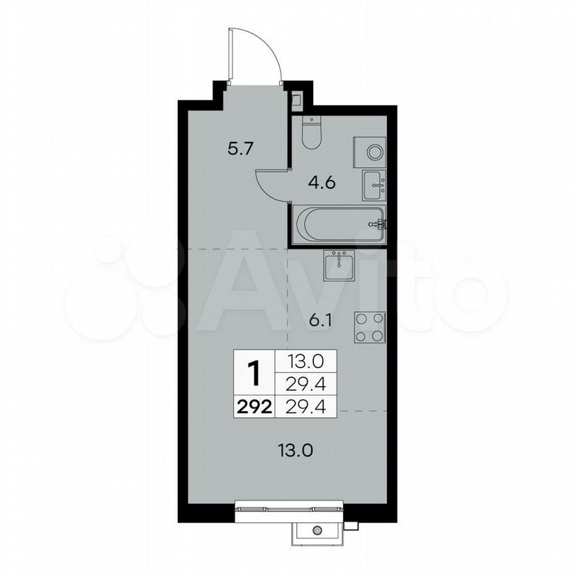 1-к. квартира, 29,4 м², 4/23 эт.