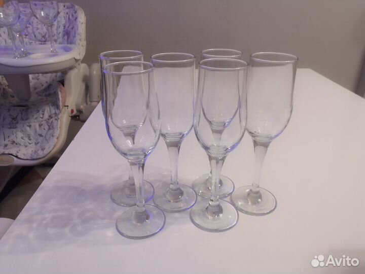 Фужеры бокалы для шампанского 6 и 4 шт