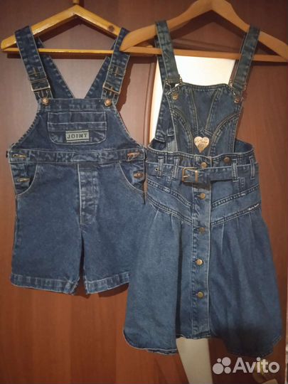 Джинсовые комбезы и жилетка