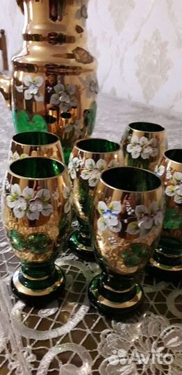 Графин со стаканами богемия чешская