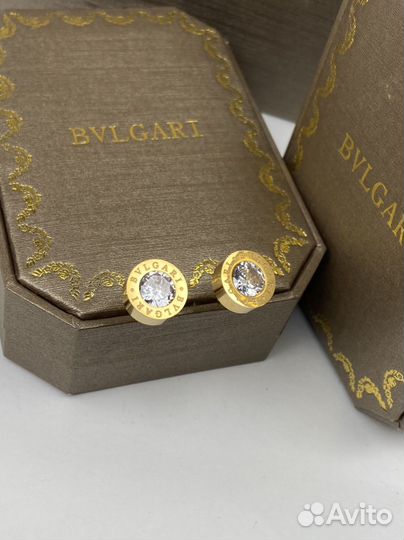 Серьги пусеты Bvlgari lux тренд 2025