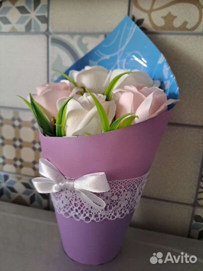 Мыльные букеты из 5 роз