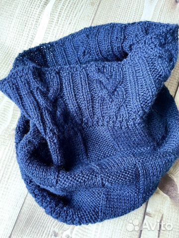 Снуд вязаный синий из шерсти Cardinale