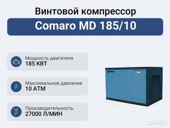 Винтовой компрессор Comaro MD 185/10