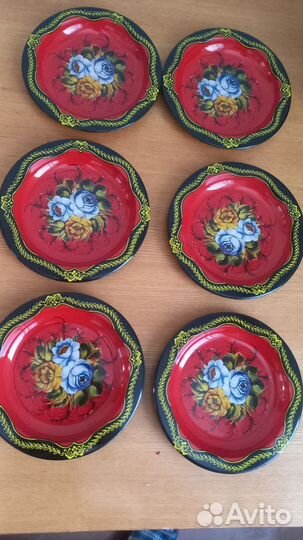 Тарелка жестяная, расписная диам.12см