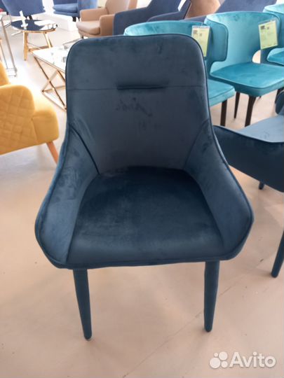 Стул Диана сине-зеленый ножки велюр