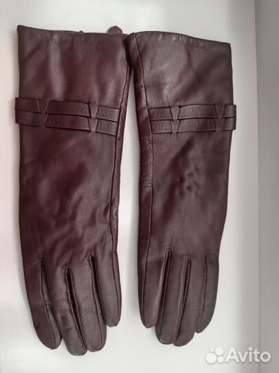 Перчатки женские кожаные утепленные