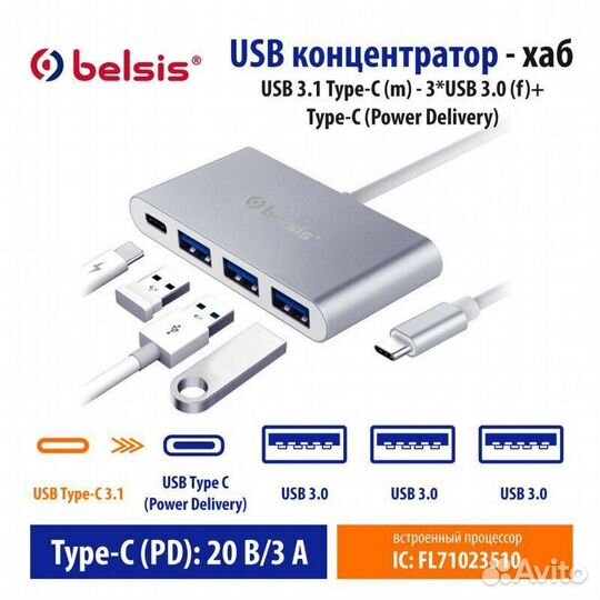 Type-C To USB 3.0+PD HUB