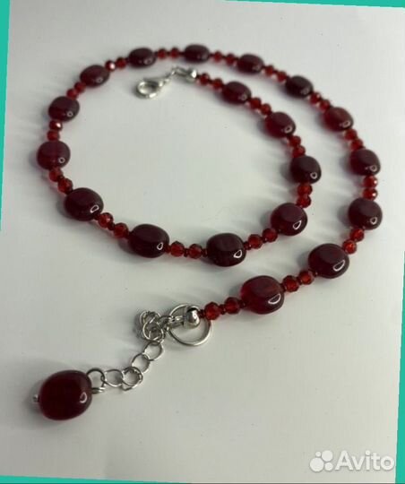 Красные бусы чешское стекло 44 см