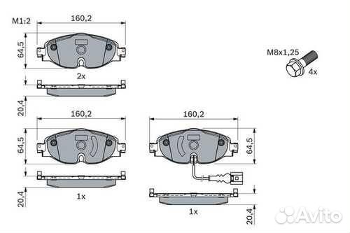 Bosch 0986494660 Колодки тормозные дисковые передние