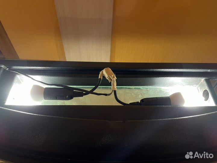 Изогнутый аквариум с подсветкой