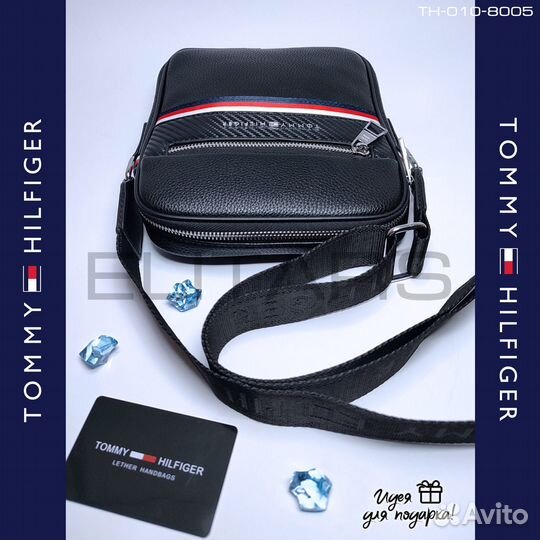 Сумка мужская карбон с лого Tommy Hilfiger арт8005