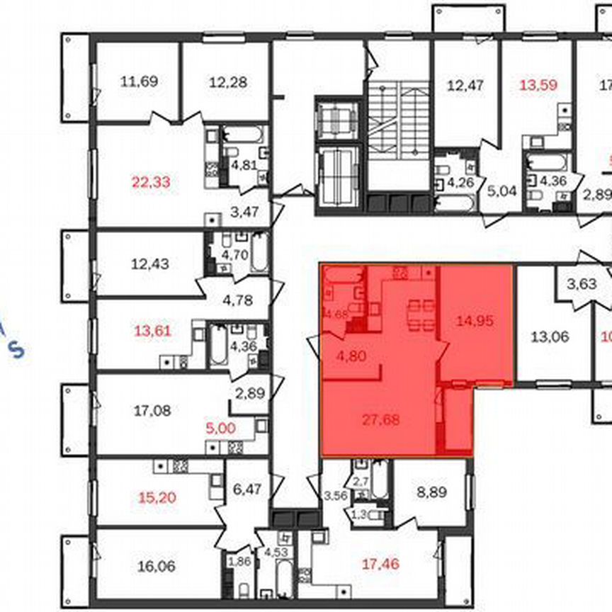 1-к. квартира, 52,1 м², 1/12 эт.