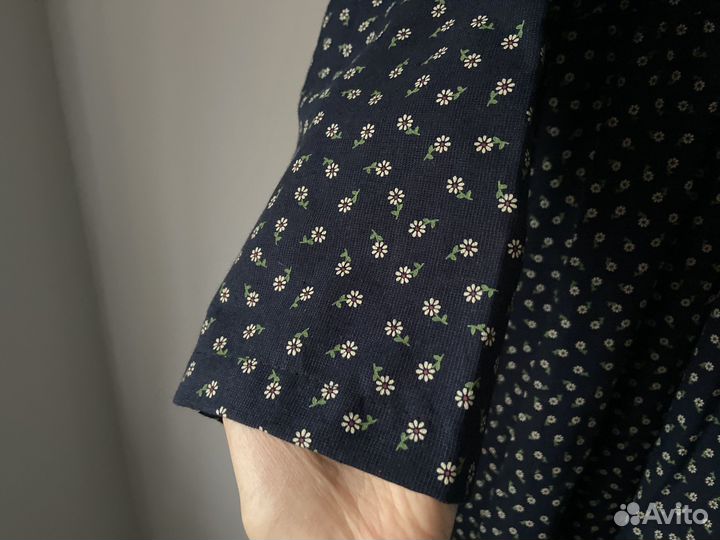 Новое платье оверсайз в цветочек хлопок синее