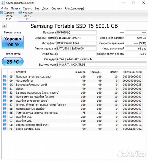 Внешний SSD Samsung portable ssd t5 116814