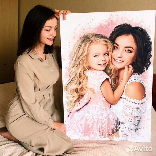 Портрет по фото на холсте на День рождения