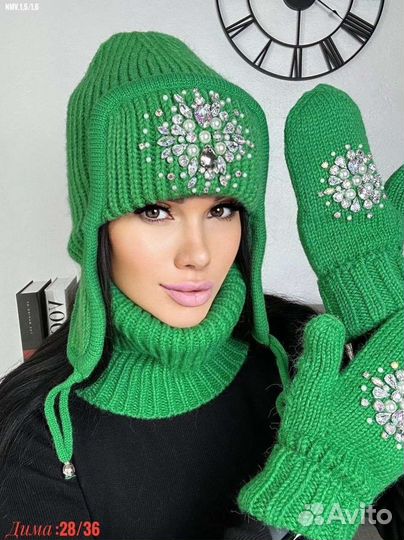 Шапка+варежки+снуд