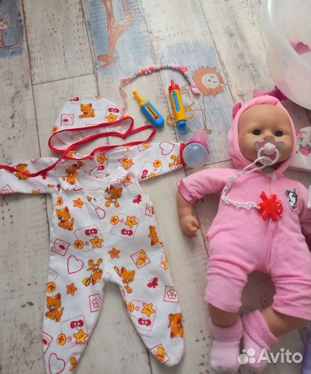 Baby annabell с ванночкой, автолюлькой и одеждой