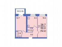 2-к. квартира, 52,2 м², 1/10 эт.