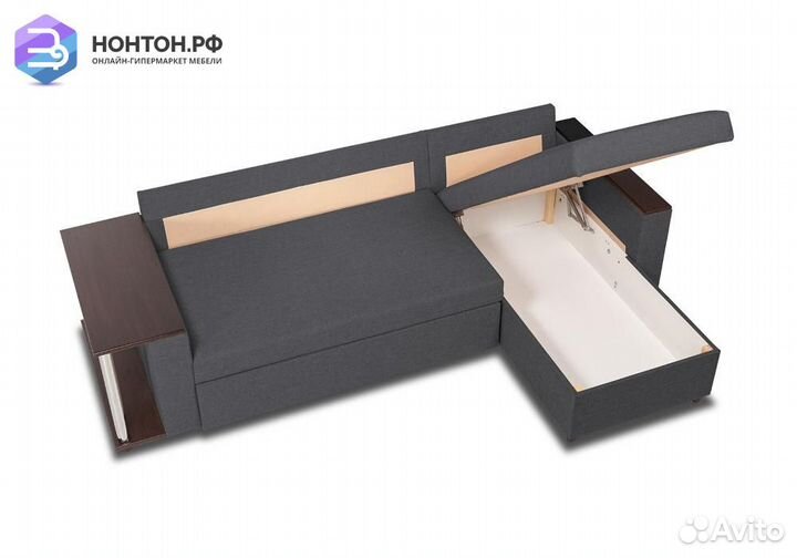 Диван угловой дельфин Форест тёмно-серый