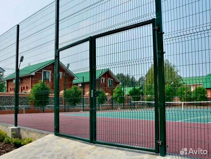 Забор из 3D сетки коричневой + Установка